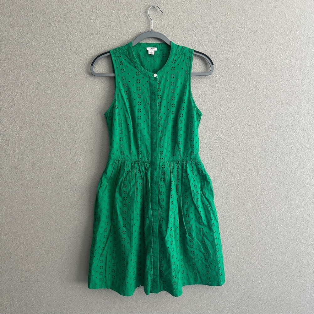 J. Crew Green Eyelet Dress